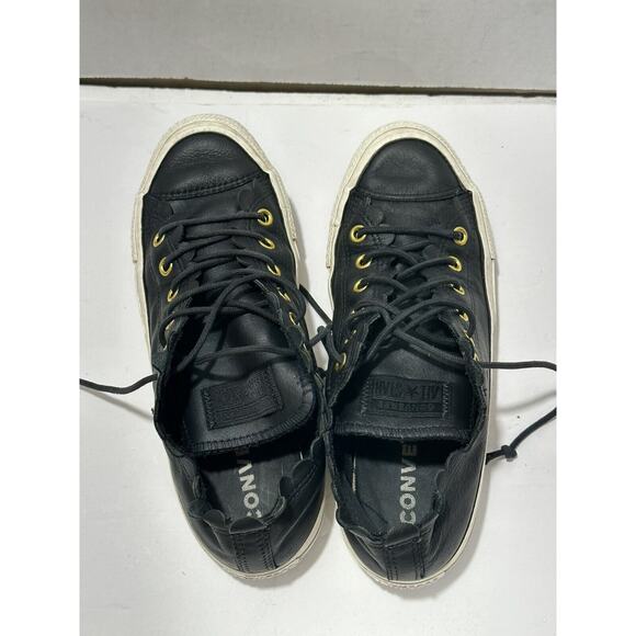 CONVERSE CT All Star Ox Womens Sz 7 Frilly Thrills Black Leather Scalloped Shoes - Picture 7 of 10